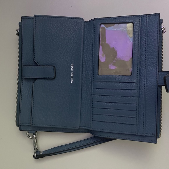Michael Kors blue wristlet wallet. - Picture 2 of 5